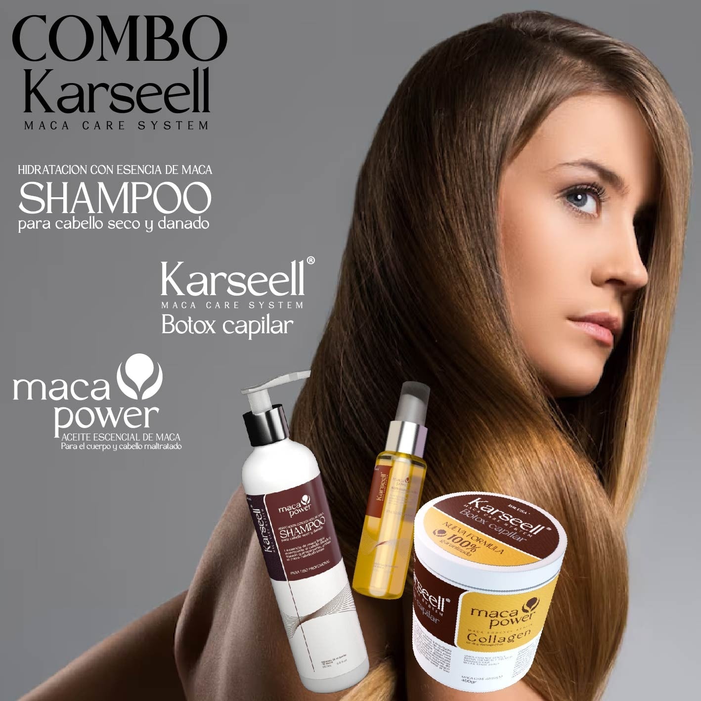 COMBO KARSEELL CAPILAR: SHAMPOO - MASCARILLA - ACEITE ARGÁN + ENVÍO GRATIS ✨